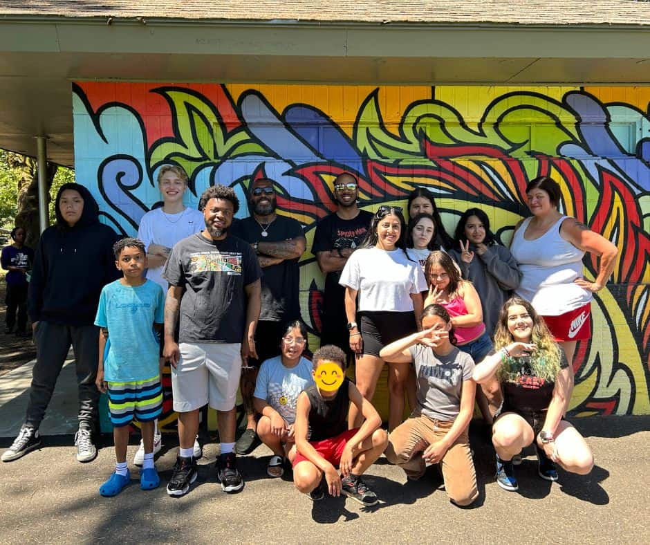 The Pathfinder Network youth mentees and mentors at the park for Fun Friday